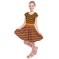 Orange Hearts Autumn Print Kids  Short Sleeve Dress by PattyVilleDesigns