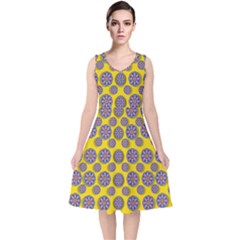 Sunshine And Floral In Mind For Decorative Delight V-neck Midi Sleeveless Dress  by pepitasart