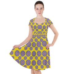 Sunshine And Floral In Mind For Decorative Delight Cap Sleeve Midi Dress by pepitasart