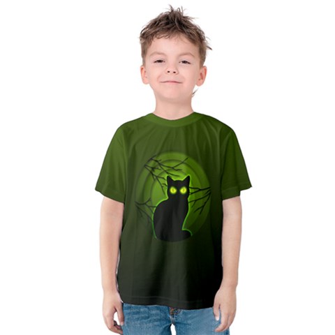 Halloween Cat Kids  Cotton Tee by JadehawksAnD