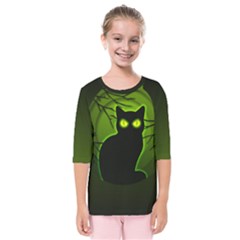 Halloween Cat Kids  Quarter Sleeve Raglan Tee