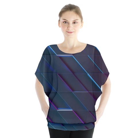 Glass Scifi Violet Ultraviolet Batwing Chiffon Blouse by Sapixe