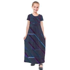 Glass Scifi Violet Ultraviolet Kids  Short Sleeve Maxi Dress by Sapixe