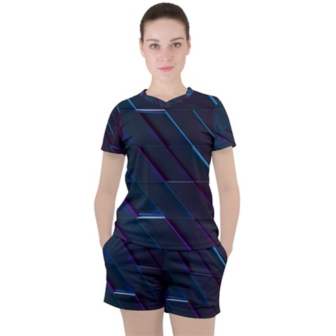 Glass Scifi Violet Ultraviolet Women s Tee And Shorts Set by Sapixe