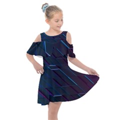 Glass Scifi Violet Ultraviolet Kids  Shoulder Cutout Chiffon Dress by Sapixe