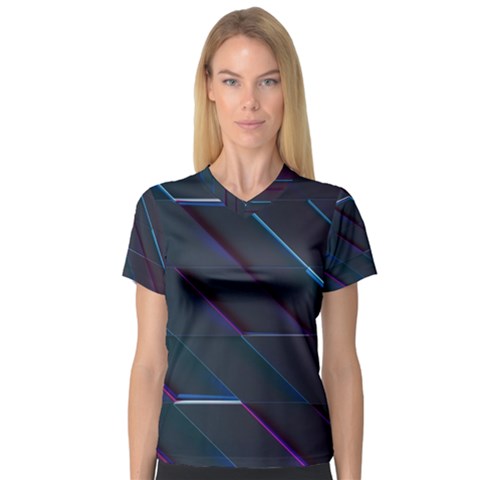 Glass Scifi Violet Ultraviolet V-neck Sport Mesh Tee by Sapixe