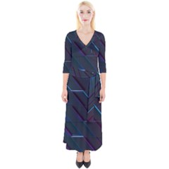 Glass Scifi Violet Ultraviolet Quarter Sleeve Wrap Maxi Dress by Sapixe