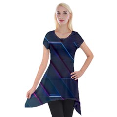 Glass Scifi Violet Ultraviolet Short Sleeve Side Drop Tunic by Sapixe