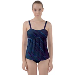 Glass Scifi Violet Ultraviolet Twist Front Tankini Set by Sapixe