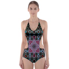 Digital Art Background Colors Cut-Out One Piece Swimsuit