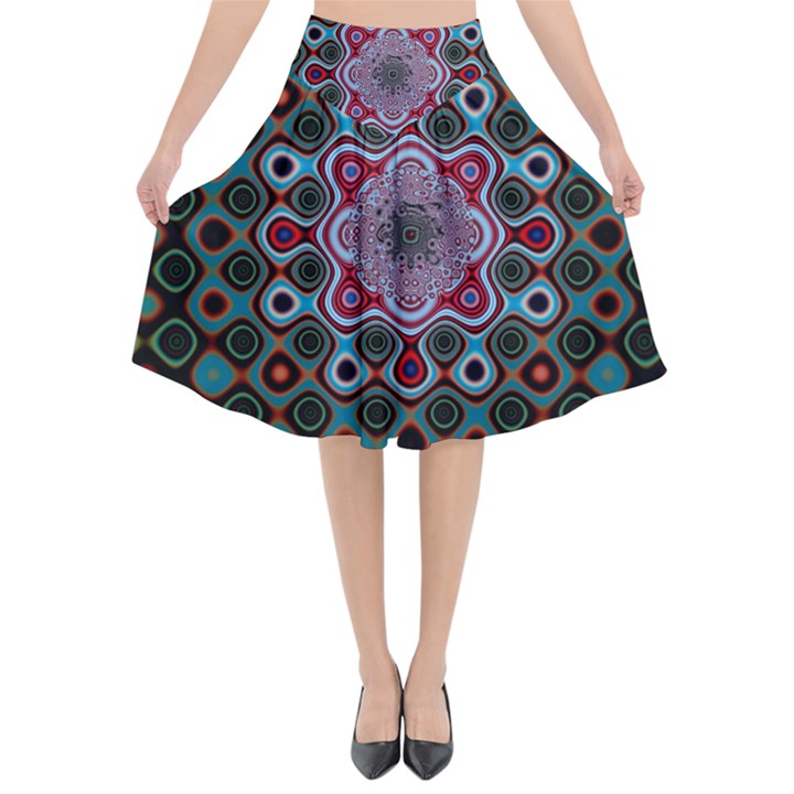 Digital Art Background Colors Flared Midi Skirt