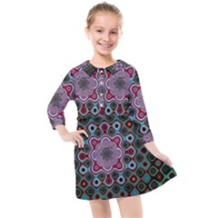 Digital Art Background Colors Kids  Quarter Sleeve Shirt Dress