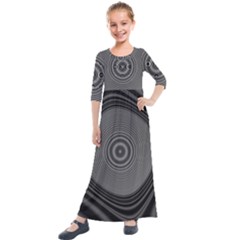 Digital Art Background Black White Kids  Quarter Sleeve Maxi Dress