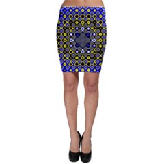 Digital Art Background Yellow Blue Bodycon Skirt by Sapixe