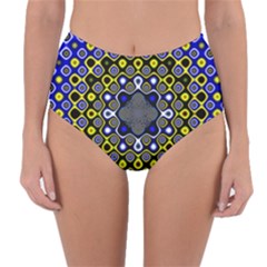 Digital Art Background Yellow Blue Reversible High-waist Bikini Bottoms by Sapixe