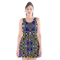 Digital Art Background Yellow Blue Scoop Neck Skater Dress