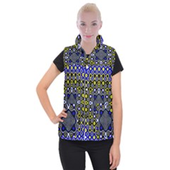 Digital Art Background Yellow Blue Women s Button Up Vest by Sapixe