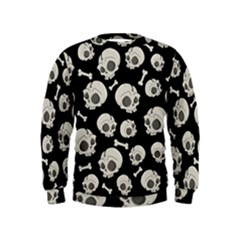 Halloween Skull Pattern Kids  Sweatshirt by Valentinaart