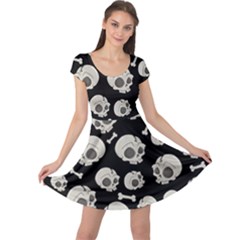 Halloween Skull Pattern Cap Sleeve Dress by Valentinaart