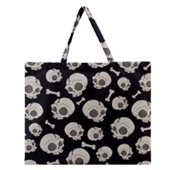 Halloween Skull Pattern Zipper Large Tote Bag by Valentinaart