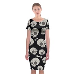 Halloween Skull Pattern Classic Short Sleeve Midi Dress by Valentinaart