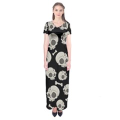 Halloween Skull Pattern Short Sleeve Maxi Dress by Valentinaart