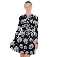 Halloween Skull Pattern Long Sleeve Panel Dress by Valentinaart