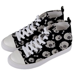 Halloween Skull Pattern Women s Mid-top Canvas Sneakers by Valentinaart