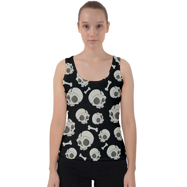 Halloween skull pattern Velvet Tank Top