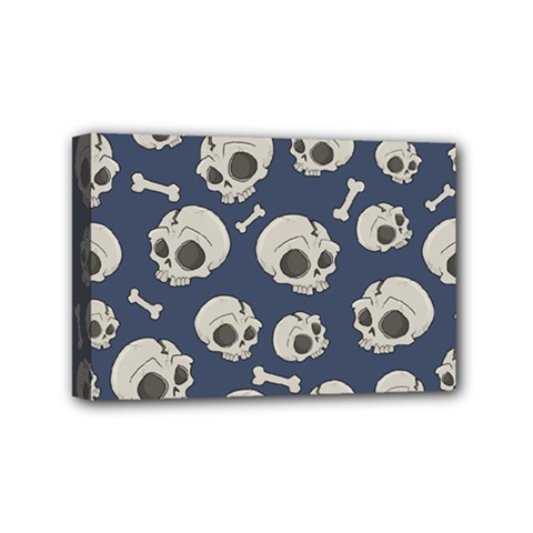 Halloween Skull Pattern Mini Canvas 6  X 4  (stretched) by Valentinaart