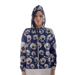 Halloween Skull Pattern Hooded Windbreaker (women) by Valentinaart