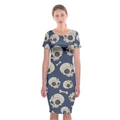 Halloween Skull Pattern Classic Short Sleeve Midi Dress by Valentinaart