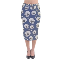 Halloween Skull Pattern Velvet Midi Pencil Skirt by Valentinaart