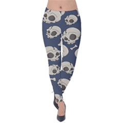 Halloween Skull Pattern Velvet Leggings by Valentinaart