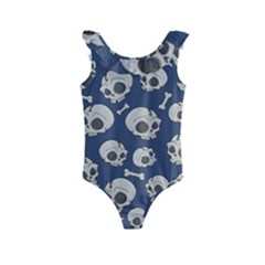 Halloween Skull Pattern Kids  Frill Swimsuit by Valentinaart