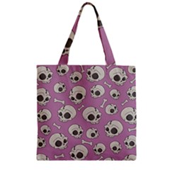 Halloween Skull Pattern Zipper Grocery Tote Bag by Valentinaart