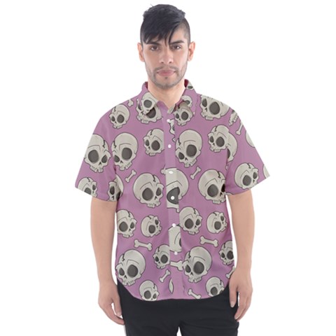 Halloween Skull Pattern Men s Short Sleeve Shirt by Valentinaart