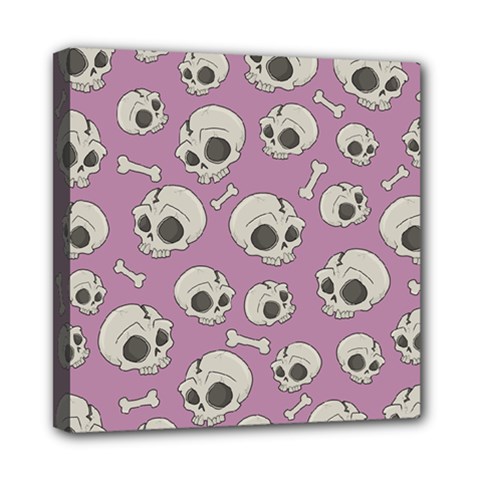 Halloween Skull Pattern Mini Canvas 8  X 8  (stretched)