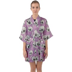 Halloween Skull Pattern Quarter Sleeve Kimono Robe by Valentinaart