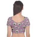 Halloween skull pattern Velvet Short Sleeve Crop Top  View2