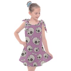 Halloween Skull Pattern Kids  Tie Up Tunic Dress by Valentinaart