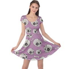 Halloween Skull Pattern Cap Sleeve Dress by Valentinaart