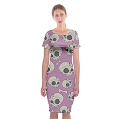 Halloween Skull Pattern Classic Short Sleeve Midi Dress by Valentinaart