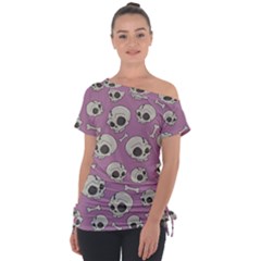 Halloween Skull Pattern Tie-up Tee