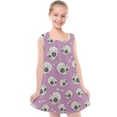 Halloween Skull Pattern Kids  Cross Back Dress by Valentinaart