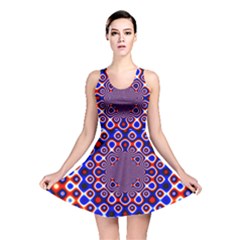 Digital Art Background Red Blue Reversible Skater Dress by Sapixe