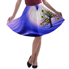 Composing Nature Background Graphic A-line Skater Skirt by Sapixe