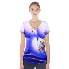 Composing Nature Background Graphic Short Sleeve Front Detail Top by Sapixe