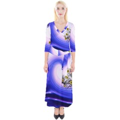 Composing Nature Background Graphic Quarter Sleeve Wrap Maxi Dress by Sapixe