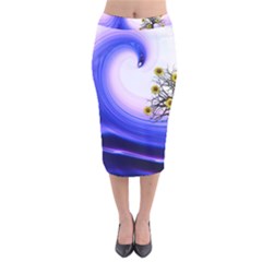 Composing Nature Background Graphic Velvet Midi Pencil Skirt by Sapixe